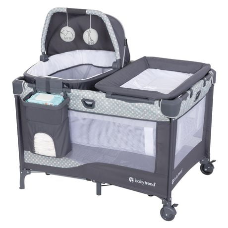 Baby Trend Nursery Den Playard with Rocking Snooze Pod, Playard with full bassinet, removable cradle