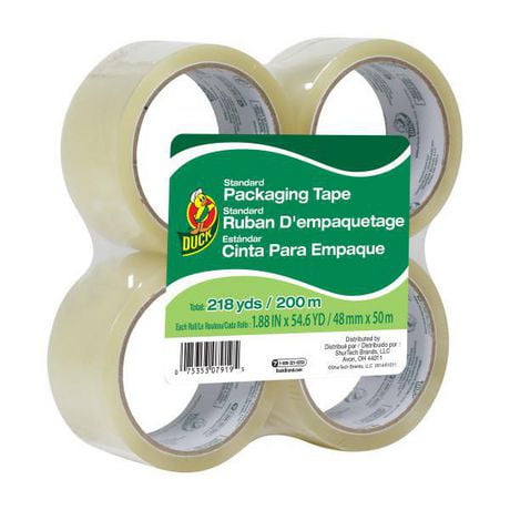 Duck Brand Standard Packing Tape, 1.88 in x 54.6 yds, Clear 4pk