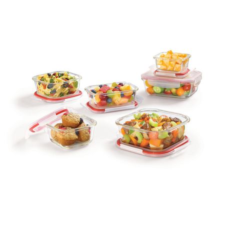 Rectangle 2 DIVIDERS glass food storage with PP divider lid & cool lock, MS  GLASS 620ML DIV 