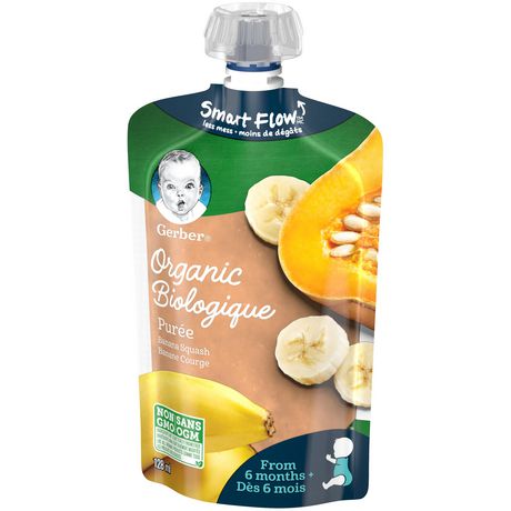 Puree Gerber Biologique Banane Courge Aliment Pour Bebe 128 Ml Walmart Canada