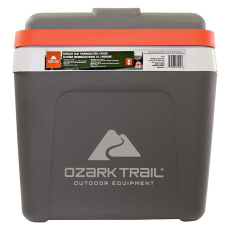 Ozark Trail Highline 12V Iceless 30 Cans 25 L/26qt Electric Cooler, Portable Travel Thermoelectric Car Cooler, Grey