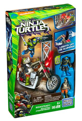 Mega Blok Teenage Mutant Ninja Turtles out of The Shadows Rocksteady Moto Attack for sale online 