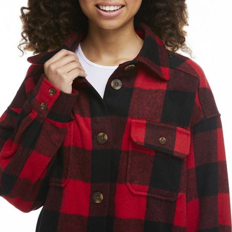 red check shacket womens