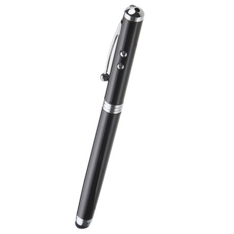 onn. 4-in-1 Stylus Pen with Laser, Ball Point Pen & Flashlight for Touchscreen Devices, Batteries Included