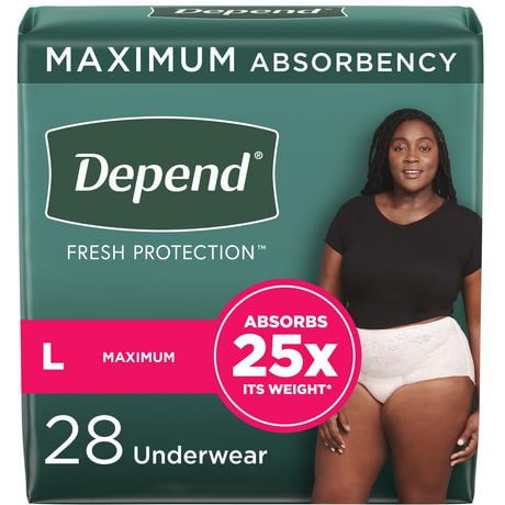 Depend Fresh Protection Adult Incontinence Underwear for Women (Formerly Depend Fit-Flex), Disposable, Medium, Blush, 26 - 32 Count