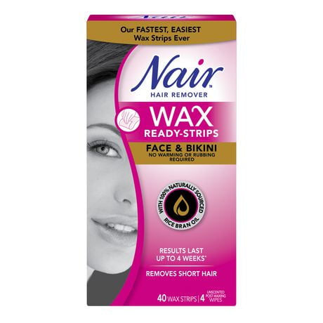 Nair Wax Ready Strips Face And Bikini Hair Remover, 40 Strips