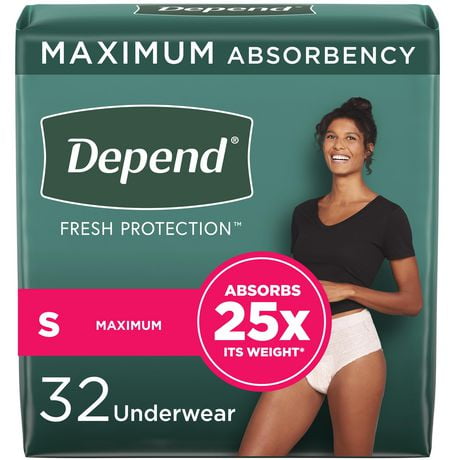 Sous-vêtement d’incontinence Depend Fresh Protection pour femmes, degré d’absorption maximal, couleur rosée 26 - 32 Unités