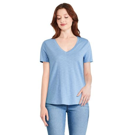 Carbon Copy Womens Embroidered Basic T-Shirt, Blue, Small - Walmart.ca