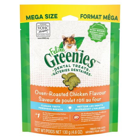 Feline Greenies Oven Roasted Chicken Natural Dental Cat Treats, 130g