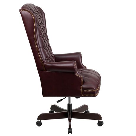 High Back Traditional Fully Tufted, Traditional Leather Office Chair