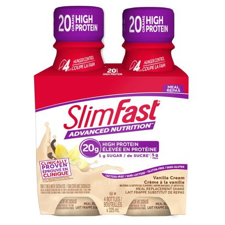 SlimFast Advanced Nutrition Elevee en Protiene Creme a la Vanille Lait Frappe substitut de repas 4x325ml