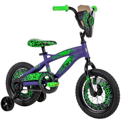 Marvel The Hulk Boys’ 14-inch Bike, Purple/Green, by Huffy, Ages 4-6