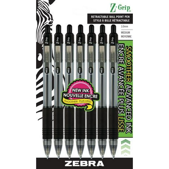 Zebra Z-Grip Retractable Ballpoint Pens, Medium Point, 7 pk, Black Ink