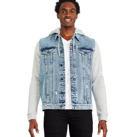 George Men's Hybrid Hoodie Denim Jacket | Walmart Canada