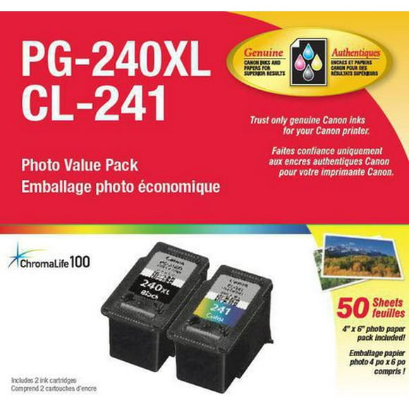 Canon Paquet de papier photo PG-240XL et CL-241 de 50 feuilles 5206B032