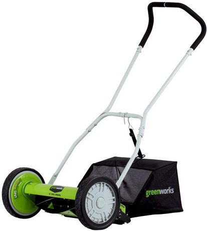 12 Inch Manual Lawn Mower with 23L Collection Bag, 5-Blade Reel Push Lawn  Sweeper Grass Catcher with Height Adjustment, Outdoor Tools Manual Mower