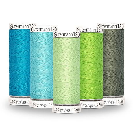 Fil tout usage Gutermann 120 à 100 % polyester paquet de 5 à gradient de couleur