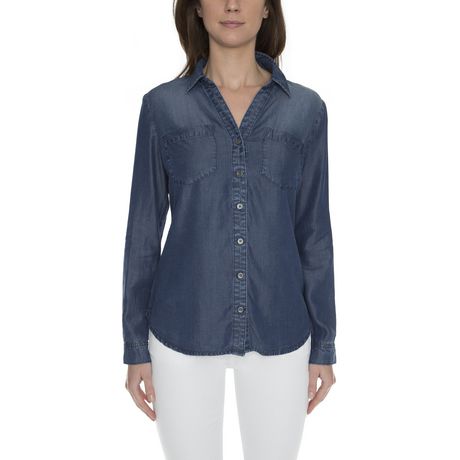 Jordache Women's Long Sleeve Denim Shirt | Walmart Canada