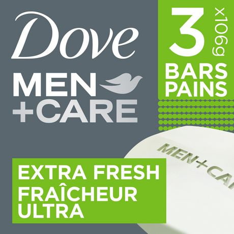 Dove Men+Care Extra Fresh Hand & Body & Face & Shave Bar Soap, 3x106 g Bar Soap