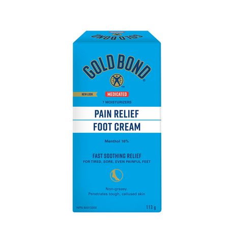 Gold Bond Medicated Pain Relief Foot Cream, 113g Tube, Foot Pain Relief Cream for Fast, Temporary Relief of Minor Foot Pain, Muscle and Joint Aches Associated with Arthritis, Sprains and Strains, 113 g