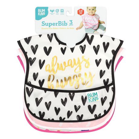 Bumkins Superbib Bavoir Pour Bebe Impermeable Lavable Resistant Aux Taches Et Aux Odeurs 6 24 Mois Paquet De 3 Toujours Faim Nourris Moi Goodvibe Walmart Canada