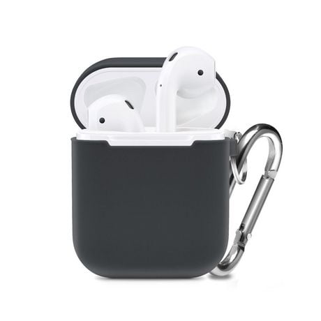 onn. Silicone Case for 1st & 2nd Generation AirPods, Attached Carry Hook