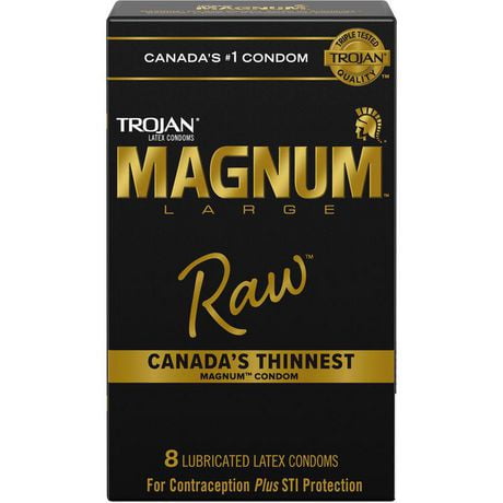 Condoms de grande taille lubrifiés Trojan Magnum Raw 8 condoms lubrifiés en latex