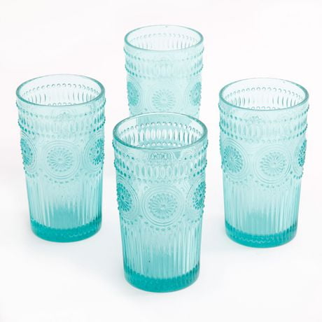 The Pioneer Woman 16-Ounce Emboss Glass Tumblers