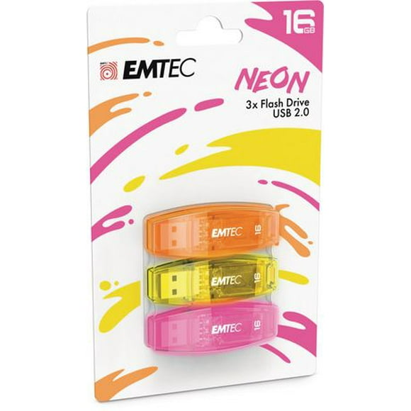 EMTEC USB 2.0 C410 NEON 16GB 3PK, EMTEC USB NEON 3x16G