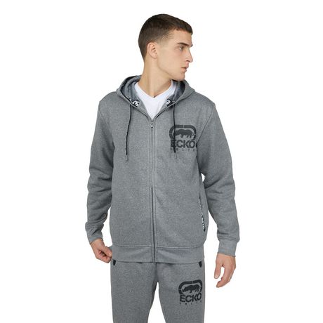 Ecko Unltd. Rhino Logo Men's Grey Marled Zip Up Hooded Jacket Size Medium