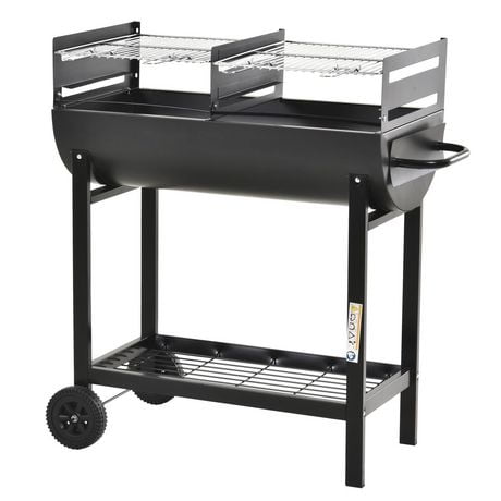 Outsunny 35.5" Steel Portable Outdoor Charcoal Smoking Grill