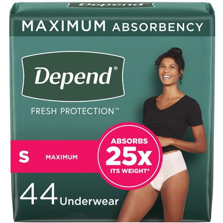 Depend Fresh Protection Adult Incontinence Underwear for Women (Formerly Depend Fit-Flex), Disposable, Maximum, Blush, 36 - 44 Count