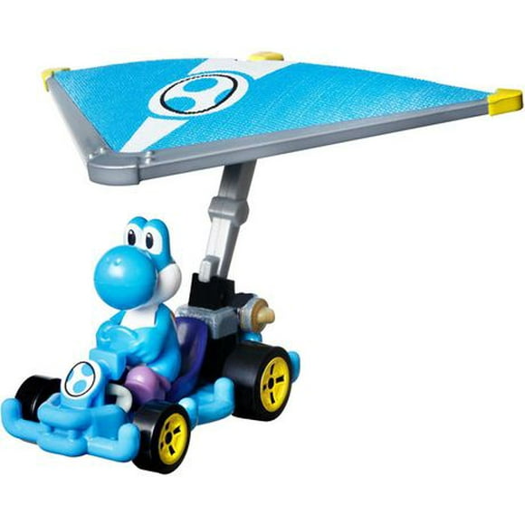 Véhicule Hot Wheels Mario Kart avec Light Blue Yoshi et Aile