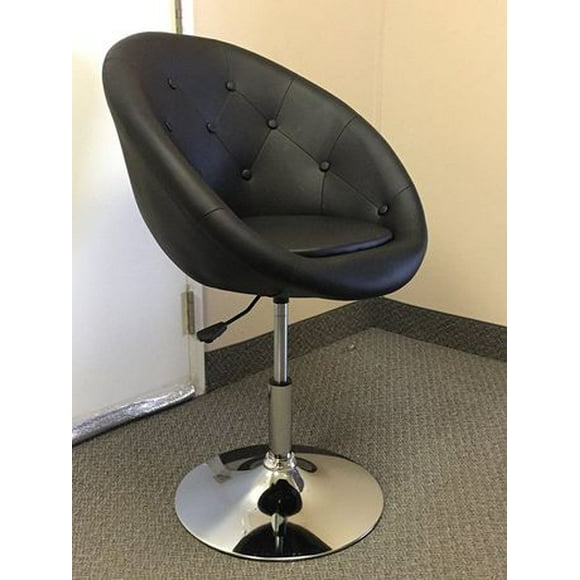 Nicer Furniture Black Rounded Faux Leather Bar Stool