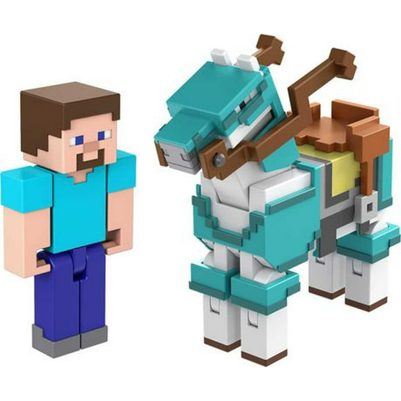 Minecraft-Créer-Un-Bloc- Steve and Armored Horse Coffret 2 Figurines