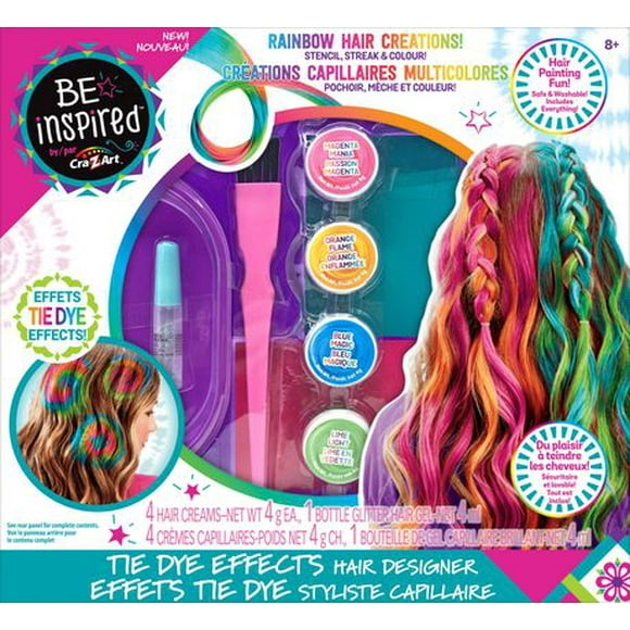 Cra-Z-Art Be Inspired Rainbow Tie Dye Effects Hair Designer for Kids, Craft Kit for Girls, Ages 8 and up