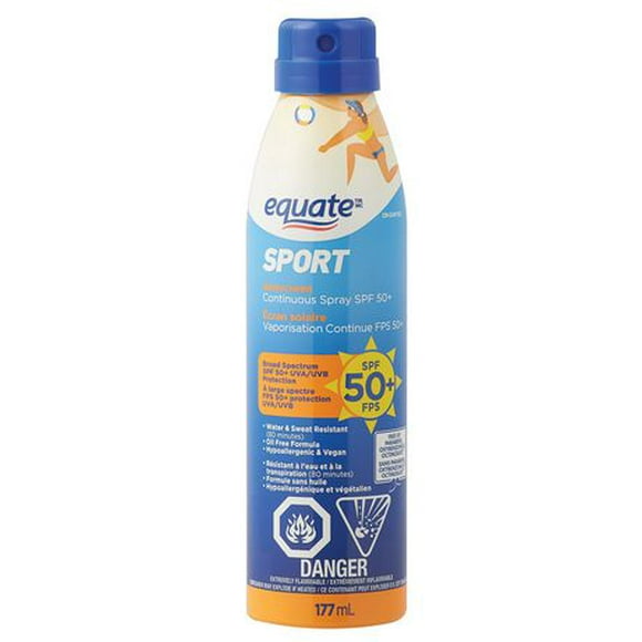 Equate Sport SPF 50+ Continuous Spray Sunscreen, 177mL