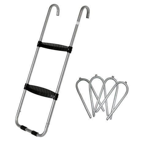 SKYWALKER TRAMPOLINES Wide Step Outdoor Trampoline Ladder, 2 Step Universal Hook, U - Shaped, 4 Pack, Heavy Duty Wind Stakes