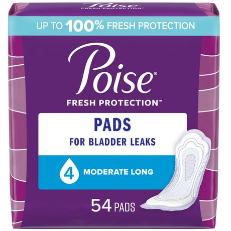 Poise Incontinence Pads for Women, 4 Drop, Moderate Absorbency, 54 - 66 Pads