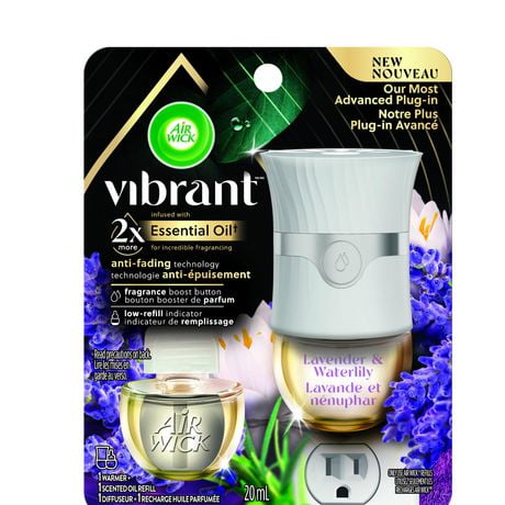 Airwick Vibrant™ SCENTED OIL Air Freshener Plug in & Refill, Lavender & Waterlily, Airwick Vibrant™ 1 plug in & 1 Refill (20ml)