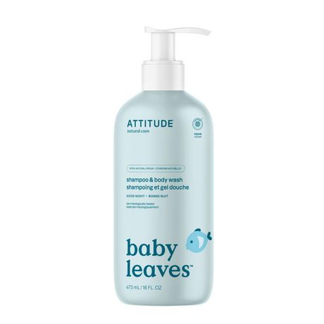 ATTITUDE baby leaves 2 en 1 Shampoing et Gel Nettoyant, Bonne Nuit 473 ml