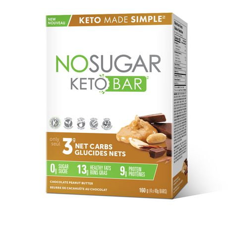 No Sugar KETO Bar Choc Peanut Butter, 4ct (4 x 40g bars) 160 grams net weight