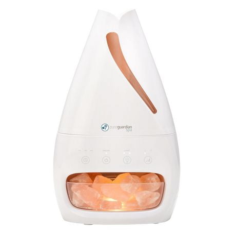 Humidificateur à ultrasons PureGuardian H1117W 3-en-1 avec lampe au sel de l'Himalaya et plateau aromatique Avec plateau aromatique