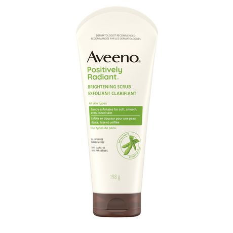 Aveeno Positively Radiant Brightening Scrub, Soy Extract, Exfoliating Wash, 198 g