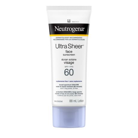 Neutrogena Ultra Sheer Face Sunscreen SPF 60, non-greasy, lightweight,  88 mL, 88 mL