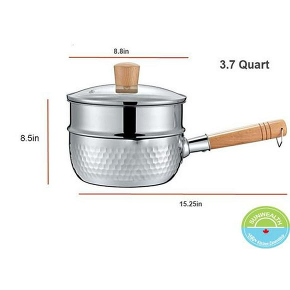 Sunwealth All-in-One 3.7 Quart Yoshikawa Steamer / Sauce Pan Set with Lid, Capacity: 3.7 Quart / 22cm