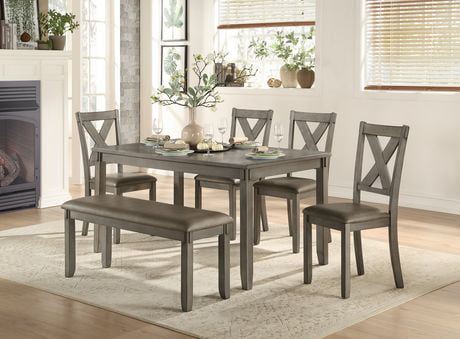 Topline Home Furnishings Grey 6Pc Transitional Dining Set Grey