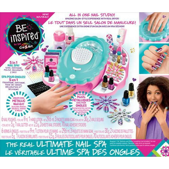 Cra-Z-Art Be Inspired All-in-One Real Ultimate Nail Spa, Nail Polish Kit for Kids, Gifts for Girls, Ages 8 and up