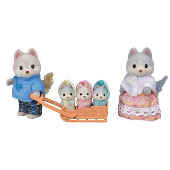 Calico Critters Husky Family, Set of 5 Collectible Doll Figures, 5 Collectible Doll Figures