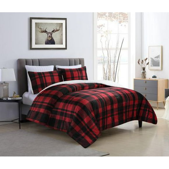 Printed mink sherpa comforter set